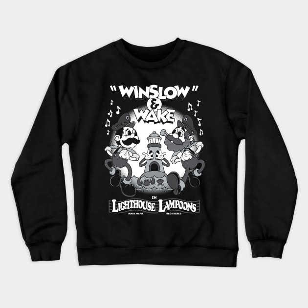 Vintage Cartoon Lighthouse Lampoons - Winslow & Wake - Creepy Cute Horror Crewneck Sweatshirt by Nemons